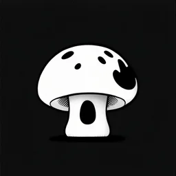 mushroom, black and white, cartoon, drawing, cute, creature, simple, mouth