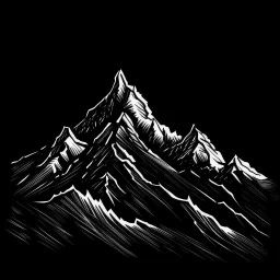 draw a white mountain with black background