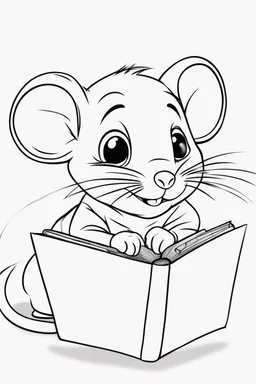 blank colouring book, white blank background, simple picture for toddlers, little mouse, disney and pixar style