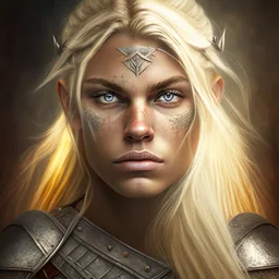 Portrait of a beautiful blonde warrior