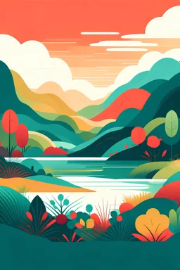 I Embrace Challenges: I approach challenges with a positive mindset. They fuel my determination to find elegant and effective design solutions. landscape illustration calmer colour palete