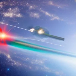 two starships battle laser around Earth