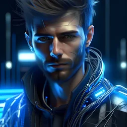 An handsome and cool man with cyber enchant, hyper realistic, ultra detailed, ultra realistic, super realistic,3d, digital art