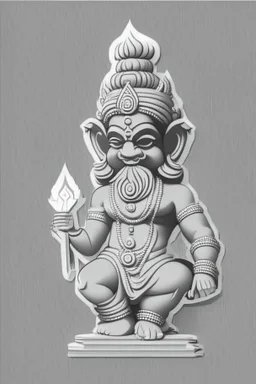 Hindu god Brahma，cute,sticker,Adobe Illustrator,grayscale,3D vector art,hand drawn, digital ,low-poly, retro aesthetic,Greek god with medium aesthetic theme, illustration, highly detailed, simple, smooth, clean vector, no jagged lines, smooth,