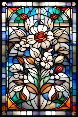 Çiçek simgesi kullanılmış basit vitray tasarımı