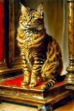 Portrait of a standing up cat by Louis wain