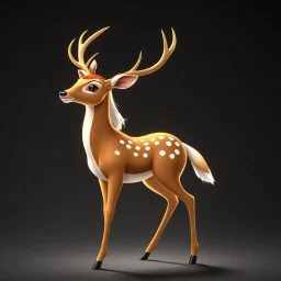 full body of adult white tail deer, proud, heroic, chest out, tail upward, on flat background, In the style of 'My Little Pony' and 'Bambi', fantastic lighting