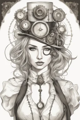 portrait of a steampunk lady on a white background