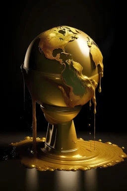 the earth being flushed down an overflowing golden toilet of feces
