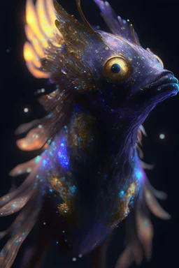 Galaxy demon fish bird dog humanoid fused,detailed, digital art, trending in artstation, cinematic lighting, studio quality, smooth render, unreal engine 5 rendered, octane rendered, art style by klimt