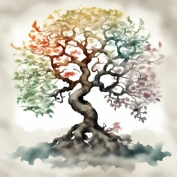 Tree of life, Chinese ink colors, white background