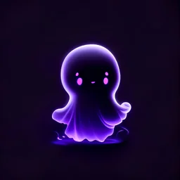 Cute ghost, purple, black background, professional, artstation, black gradient, trending, high contrast