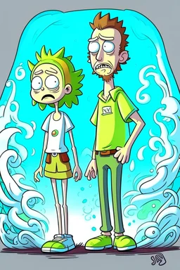 rick and morty tarzında bir çift daha genç dahada genç bir kız bir erkek