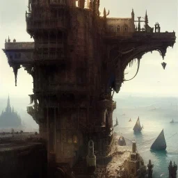 Skyline, Hill Harbour, sea, European Metropolis with Beaux Art architecture,detailed Facade, uphill Road,streets with trees,Human scaled City, greg rutkowski, matte painting, street photography, hyper detailed, felix kelly, Jean Baptiste Monge, architecture croquis drawing