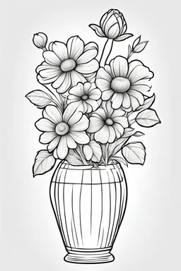 outline art for cute flower in vase coloring pages with which, White background. sketch style, clean line art, white background, no shadow and clear