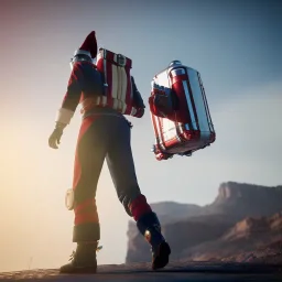 Jet pack, roketle uçan noel baba, octane render, 8k, --ar 1:1