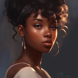 portrait Anime black woman cute-fine-face, pretty face, realistic shaded Perfect face, fine details. realistic shaded lighting by Ilya Kuvshinov Giuseppe Dangelico Pino and Michael Garmash and Rob Rey, IAMAG premiere, WLOP matte print, cute freckles, masterpiece