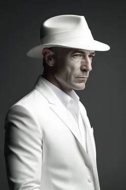 All white textured a man with white classic hat and white clothes