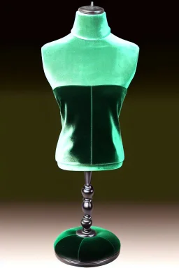 dark green velvet Necklace Mannequin Stand on a luxury table