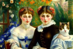 Two cats on a terrace. Auguste Renoir. Perfect brown eyes with perfect iris.