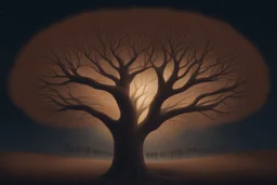 In the woods of hands at night, a of a tree shape, brown skin, night, night, tall, thin field of thousands of hands standing migrating