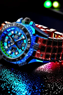 Explore the watch in diverse lighting conditions—natural sunlight, artificial studio lighting, or even colorful LED environments—to showcase the dazzling facets of the iced-out design.