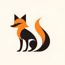 create a minimalist vector abstract tail and fox icon logo