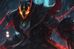 Pyke venom in 8k solo leveling shadow artstyle, pirate them, mask, close picture, rain, neon lights, intricate details, highly detailed, high details, detailed portrait, masterpiece,ultra detailed, ultra quality