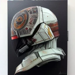 photorealistic luke skywalker helmet with weathered painting , illustration on coarse canvas by <agnes cecile> and <Yoji Shinkawa>, ornate and intricate details , soft smooth lighting, ultra detailed concept art,
