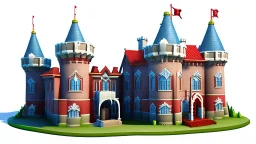 Factory building for party decoration. festive building, castle like, realistic