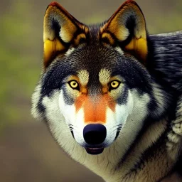 Black red and yellow wolf