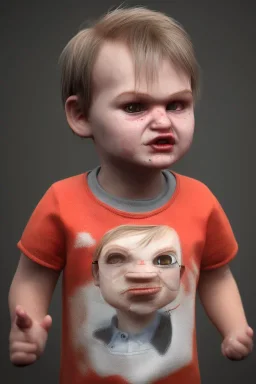 Dahmer toddler, full body, angry, bokeh, hyper realistic