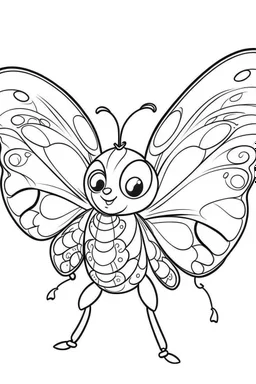 outline art for cute Butterfly coloring pages with sitch, white background, Sketch style, full body, only use outline, toddlers style, clean line art, white background, no shadows and clear and well outlined.