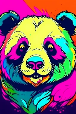 Panda bear, cartoon style, vibrant colors.