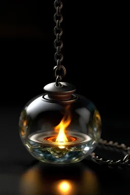 The gray translucent gem in the pendant encased a bright candle flame.