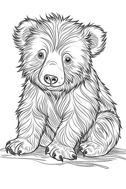 outline art for Sloth Bear Cub coloring pages with sitch, white background, Sketch style, full body, only use outline, toddlers style, clean line art, white background, no shadows and clear and well outlined.