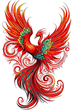 el ave feniz dibujando con su cola en rojo el nombre de cristina
