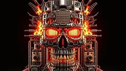 4K. REALISTIC FULL DETAILS. LOGO EMISSION DE RADIO HARDROCK FIRESTARTER TERMINATOR.