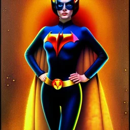 Retrato Épico al oleo de cuerpo entero de BatWoman estilo de Gustav Klimt 4k