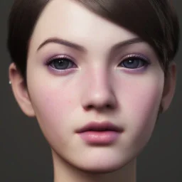 potrait girl look beautiful, close-up, dramatic, eyes like ocean blue, short hair, smile, 8k, rtx, eyebrows like serious, facing left, real, cute, hyper realistis