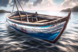 Fisherboat, realistic, colorfull, ocean, small boat, rowing boat