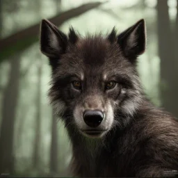 in Forest award winning portrait of a maleunreal 5, octane render, cinema4d, dynamic lighting, dramatic lighting, 4k, redshift render, highly detailed, hyper realistic, anthropomorphic black lycanthrope long