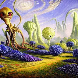 Alien fantasy pring landscape, afred sisley painting