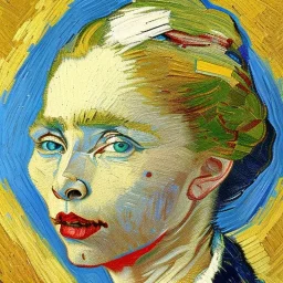 abstract painting, by van gogh, charlize theron, high detail, in western town