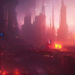 cyberpunk, landscape, GUITARS, cinematic, highly detailed, close up, 4k, deep colors, gold, fire, red, purple, ethereal, utopia, apocalypse, from outer space, GUITAR