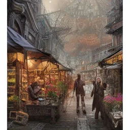 Insanely detailed photograph of an “artitcture plans of a city market on mainstreet” with intricate gears, intricate embroidered band, hyperdetailed painting by Ismail Inceoglu Huang Guangjian and Dan Witz CGSociety ZBrush Central fantasy art album cover art,8K, hdr, romantic, mysterious, ominous, flowers, jewelry, steam,oil,cafe,street vendor,steamship,D&D