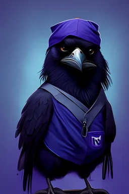 grumpy raven wearing scrubs