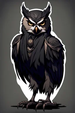 Reference, Semi-Realistic, Anthropomorphic Owl, Male, Gothic Style, Full Body, Dark Colors, Human Body