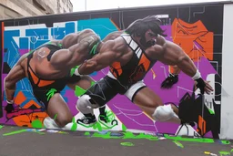 a wrestling graffiti mural wall