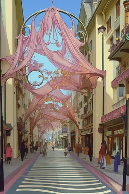 the design of the pedestrian street environment in the Art Nouveau style and fabulous style